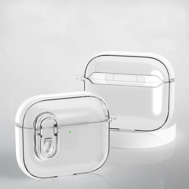 Transparente Silikon-Kopfhörerhülle mit sicherem Verschluss für Apple AirPods 4, 3 und AirPods Pro 3, 2 in Schwarz oder Transparent - Bild 1