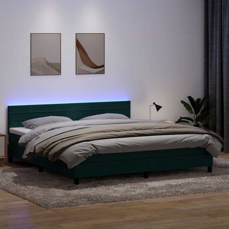 vidaxl Boxspringbett mit Matratze in Dunkelgrün aus Samt, B/T/H: 180 x 220 x 78 cm - Bild 1