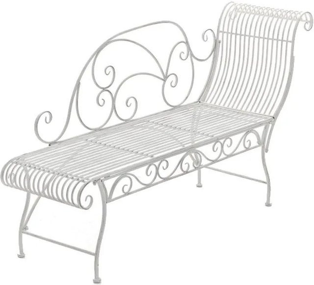 DELUKE Gartenbank SIZON Sonnenliege aus Metall in Weiß im Antik Vintage Design, B/T/H: 156 x 46 x 78 cm - Bild 1