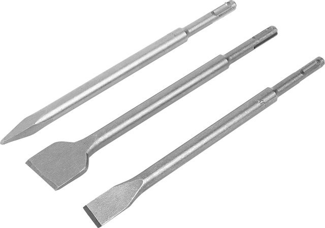 LUX-TOOLS Fliesenmeißel-Set SDS-Plus 3-teilig aus Stahl in Silber - Bild 1