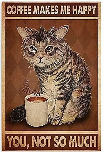 MATou Vintage Metallschild Retro Wandkunst Deko Blechschild Katze Mehrfarbig B: 20,0 cm, H: 14,0 cm - Bild 1
