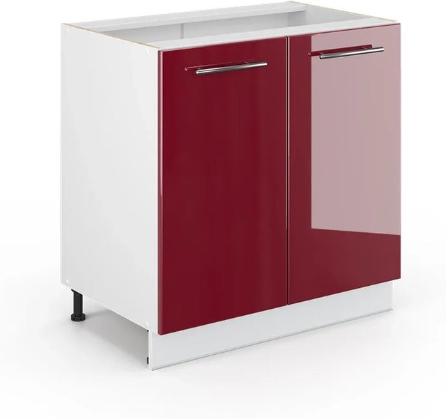 Vicco Spülenunterschrank Fame-Line Bordeaux Hochglanz/Weiß mit Regal ohne Arbeitsplatte Breite: 80 cm - Bild 1