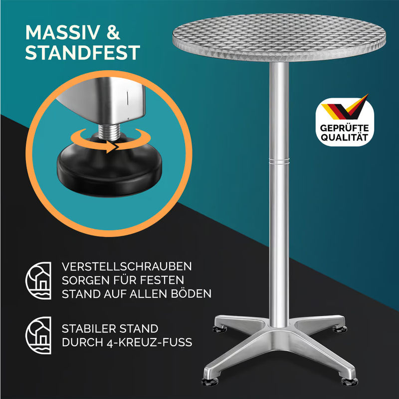 Casaria Stehtisch aus Aluminium in Silber, höhenverstellbar, Durchmesser: 60 cm - Bild 4