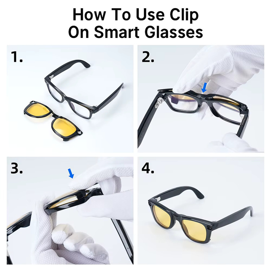 Hibloks Smartglasses Clip für Ray-Ban Meta Wayfarer & Gen 2, Schwarz, Vollrand, Square, Kunststoff - Bild 4