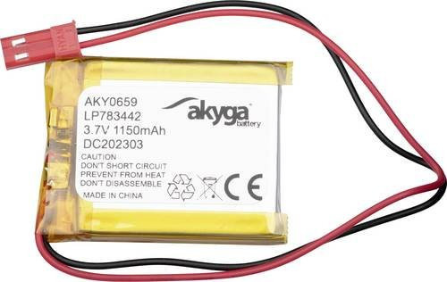 Akyga Li-Ion Akku LiPo 3,7V 1150 mAh mit JST Anschluss in Gelb - Bild 1