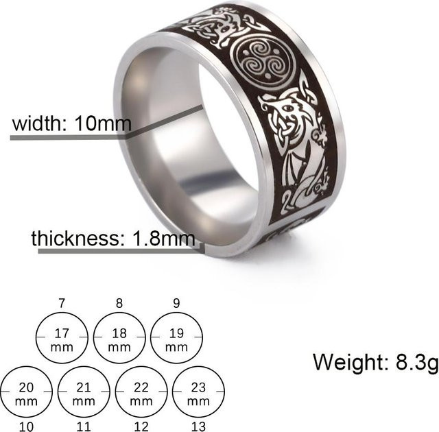 Ring Edelstahl, Triquetra Irischer Knoten, Schwarz, Unisex, Vintage - Bild 1