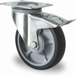 CASCOO Lenkrolle Serie P2G2 mit Totalfeststeller und Kugellager, Durchmesser: 125 mm, verzinkt, Farbe: Silber/Grau - Bild 1