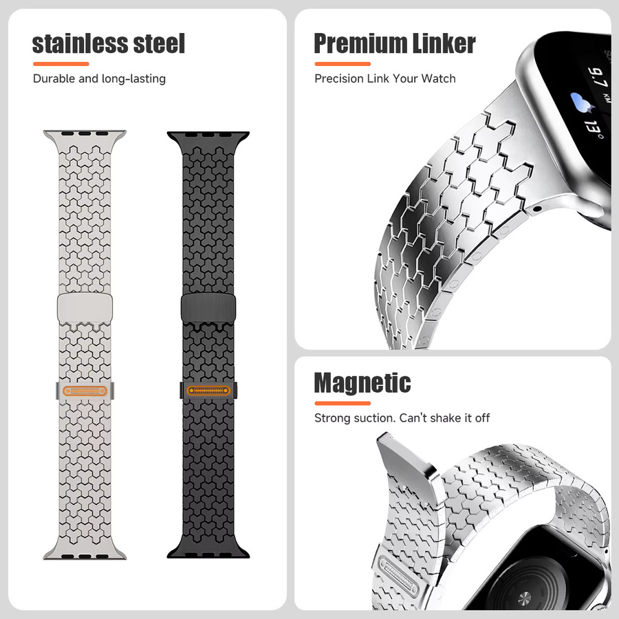 CAOWTAN Uhrenarmband Edelstahl, Silber, Unisex - Bild 4