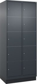C+P Schließfachschrank Classic PLUS mit Sockel und 2 Abteilen, Farbe Anthrazitgrau und Schwarz, B/T/H: 80 x 50 x 195 cm - Bild 1