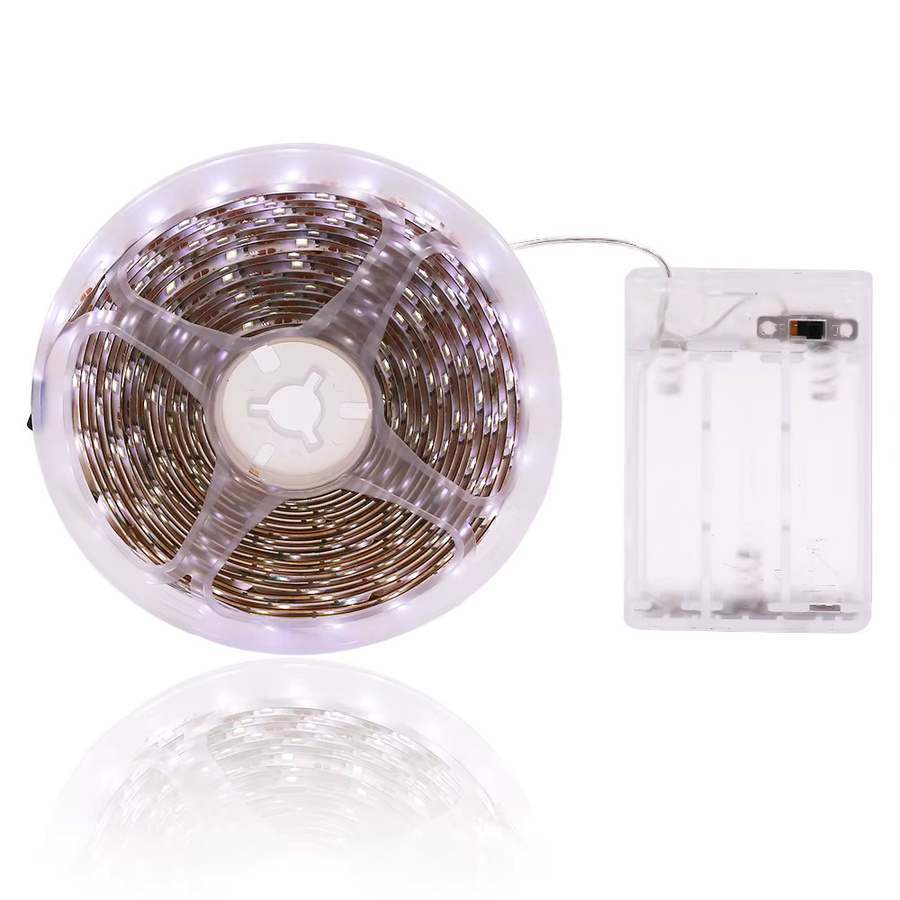 XUNATA Batteriebetriebene LED-Lichtleiste 5V mit 60 LEDs/m, flexibles RGB LED-Band für Schrank- und TV-Hintergrundbeleuchtung in Weiß, Rot, Grün und Blau - Bild 6