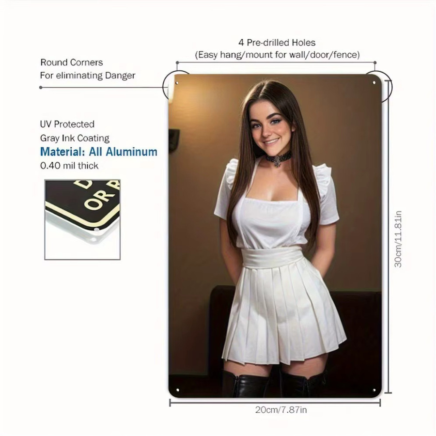 HELLOYOUNG Vintage-Kunstposter für Damen mit Kette, elegante Wanddekoration aus Metall in Multicolour, B/H: 30 x 20 cm - Bild 2