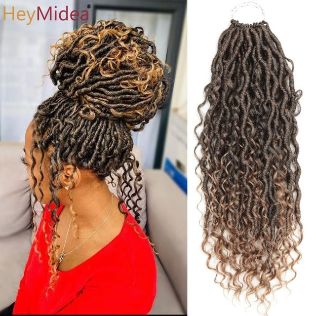 HeyMidea Goddess Locs Häkelhaar-Zöpfe, lockige Faux Locs, Schwarz, Damen - Bild 1