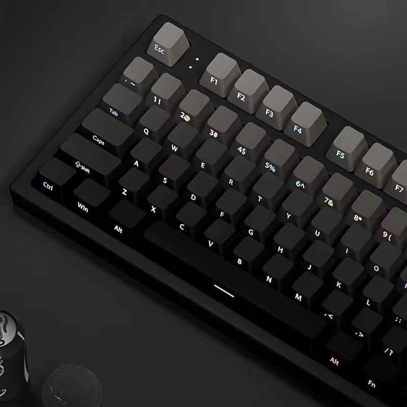 Double Shot RGB Tastenkappen in Grau mit Farbverlauf, OEM-Profil, 135 PBT-Tastenkappen mit seitlichem Druck für Cherry MX Switches - Bild 1