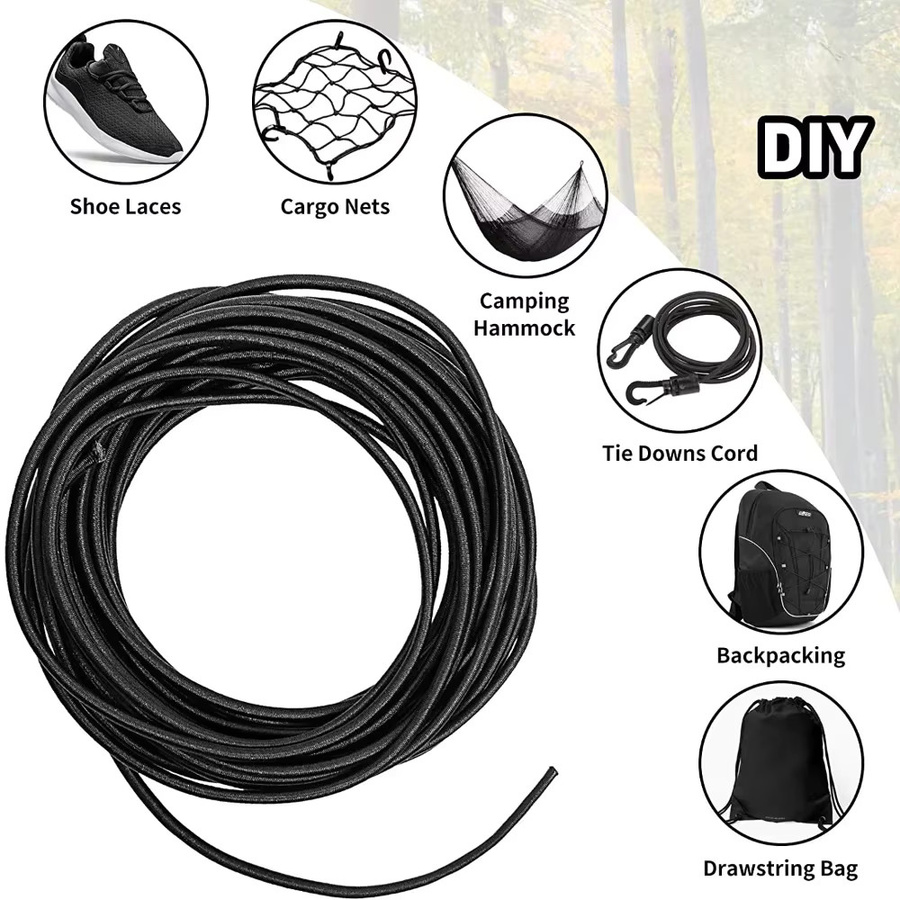 Elastisches Rundum-Gummiseil in Schwarz für DIY, Nähen und Kunstprojekte, Kunststoffbeschichtet - Bild 3