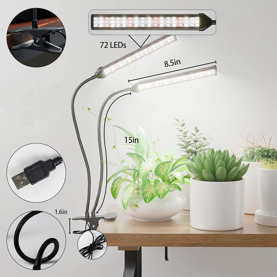 KEBINCPLED USB-Clip-Flachrohr-LED-Wachstumslicht mit Vollspektrum, 6000 K, 5 V, Schwarz - Bild 2
