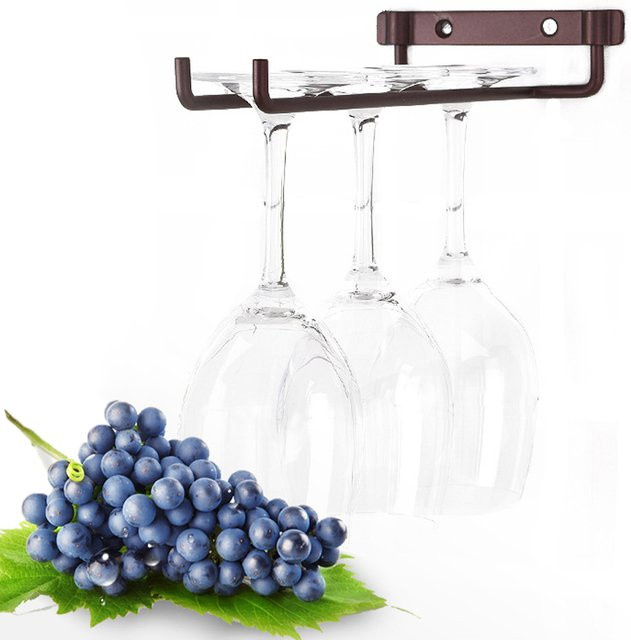 TOPINCN Wandmontiertes Gläserregal aus Metall in Braun für Küche und Home Bar - Bild 1