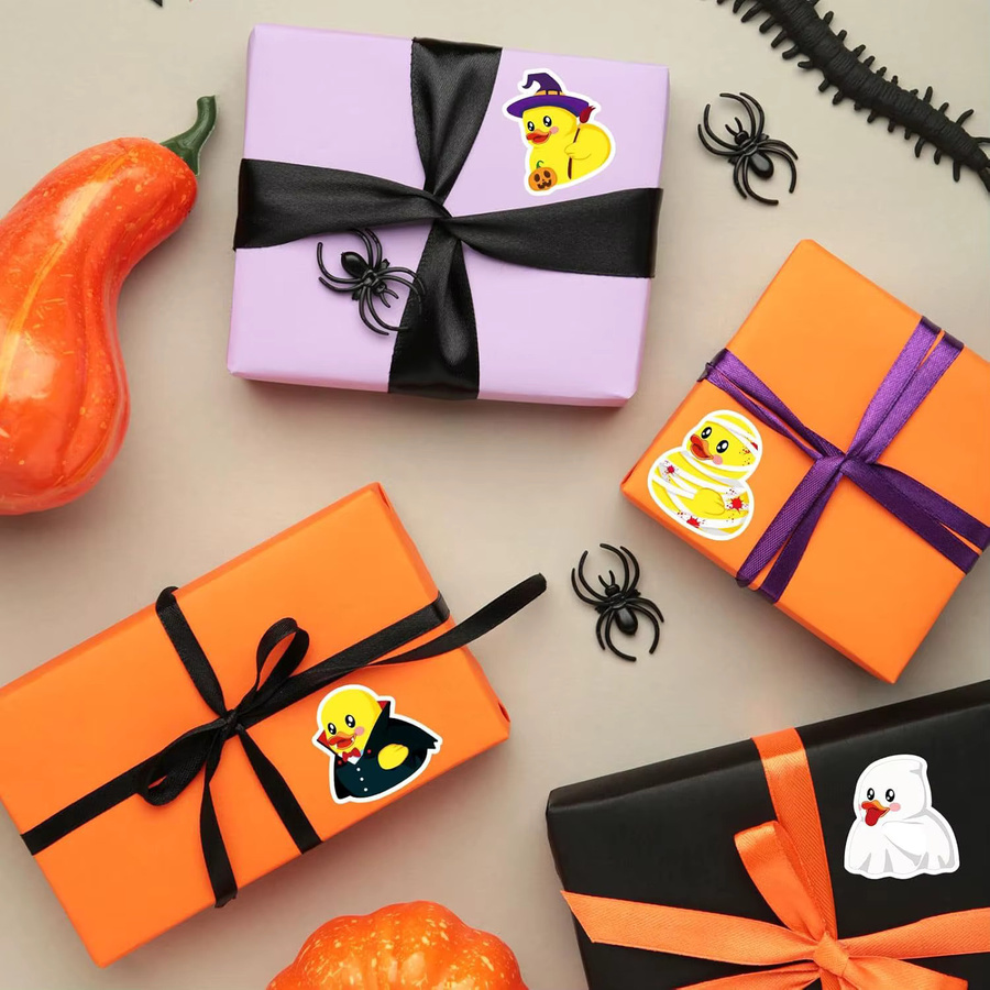 500 Stück Halloween Gummi-Enten-Aufkleber von TYFYO in Multicolour für Scrapbook und Party-Zubehör - Bild 3