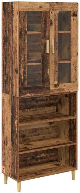 vidaXL Highboard Altholz in Braun aus Engineered Wood und Glas, B/T/H: 69,5 x 34 x 180 cm - Bild 1