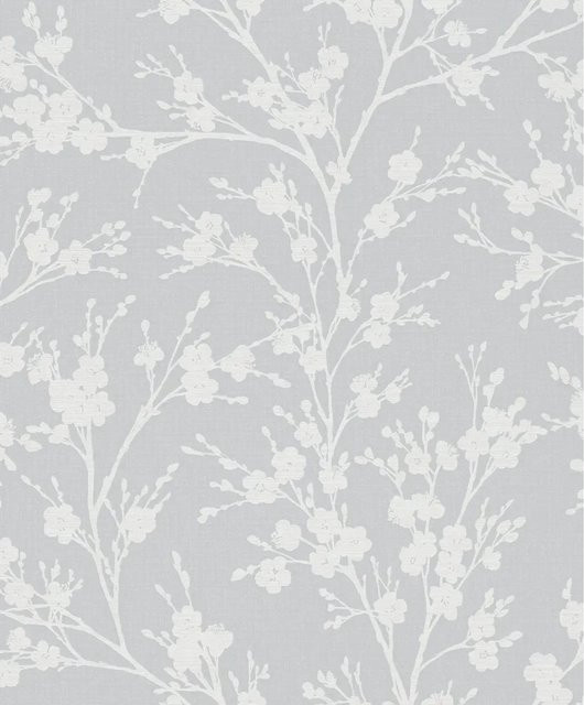 Marburg Vliestapete Ivy Nov Floral in Grau-Weiß mit botanischem Naturmuster und FSC-Zertifizierung - Bild 1