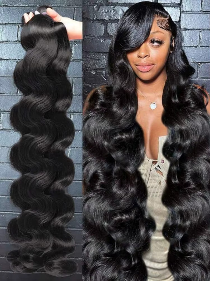 Body Wave Echthaar-Bündel, Brasilianisches Virgin Hair, Schwarz, 42 Zoll - Bild 7
