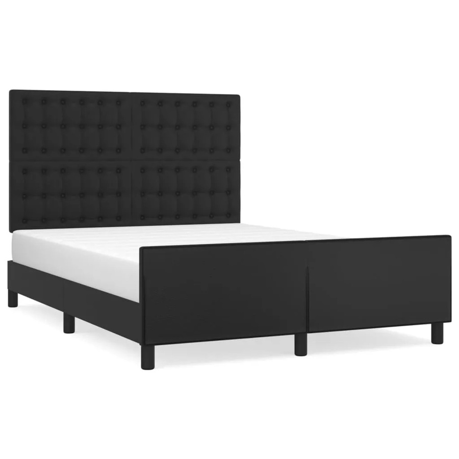vidaXL Bettgestell mit Kopfteil in Schwarz aus Kunstleder und Lärche, B/T/H: 140 x 190 x 118 cm - Bild 2