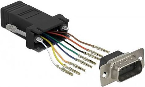 Delock 66166 RJ45 zu VGA Adapter in Schwarz und Edelstahl mit 1x D-SUB-Stecker 9pol. und 1x RJ45-Buchse für Ethernet/LAN - Bild 1