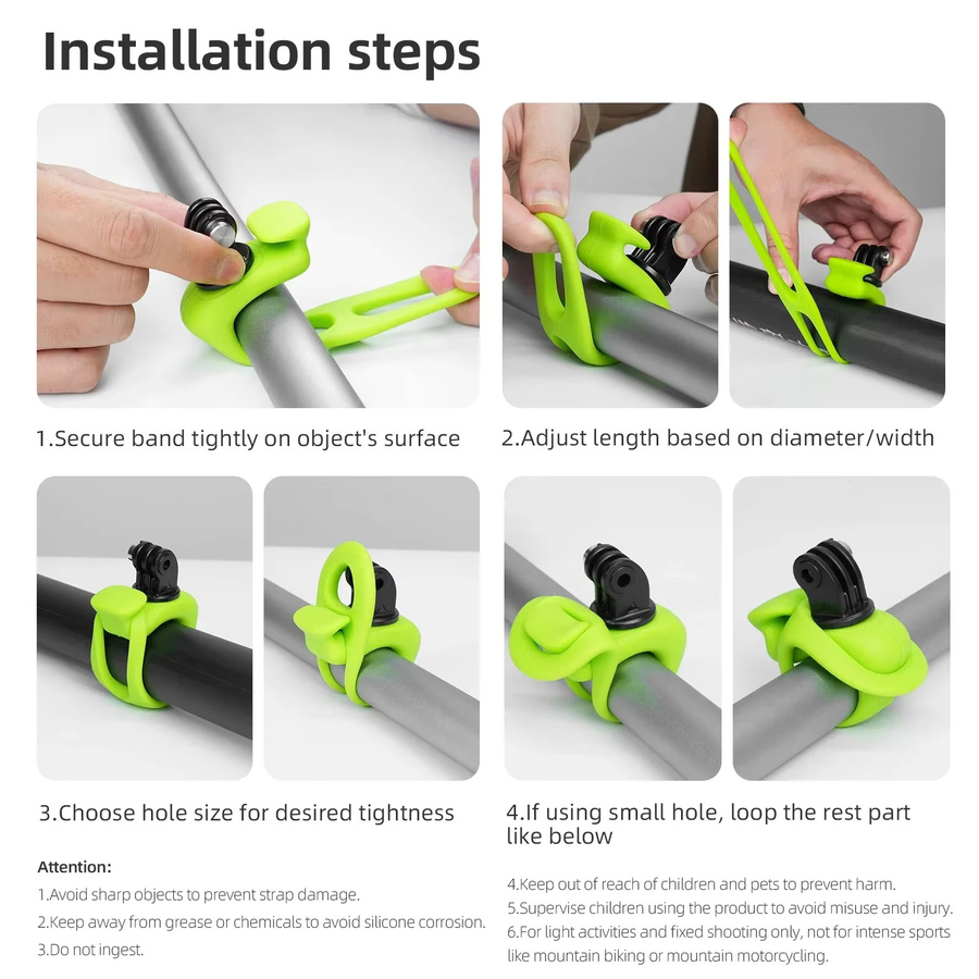 TELESIN Mini Flexible Halterung Verstellbare Silikonhalterung für GoPro Hero 13 12 11 10 9 8 MAX DJI OSMO Action 5 4 3 und Insta360 X4 X3 - Bild 4