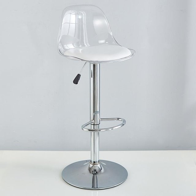 Moderner verstellbarer Barhocker Mellow Home aus Acryl und weißem PU-Leder, drehbarer Barstuhl für Küche, Wohnzimmer oder Home Office - Bild 1