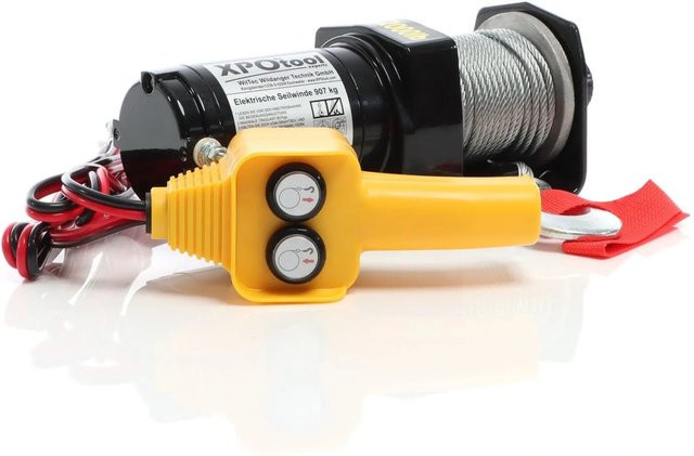 Xpotool Elektrische Seilwinde 12V mit Fernbedienung, 907kg Seilzug in Rot/Schwarz - Bild 1