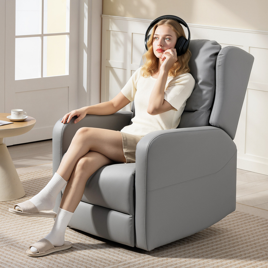 HOMCOM Elektrischer Relaxsessel mit 3D-Knetmassage und Liegefunktion in Grau aus Ledermischung - Bild 2