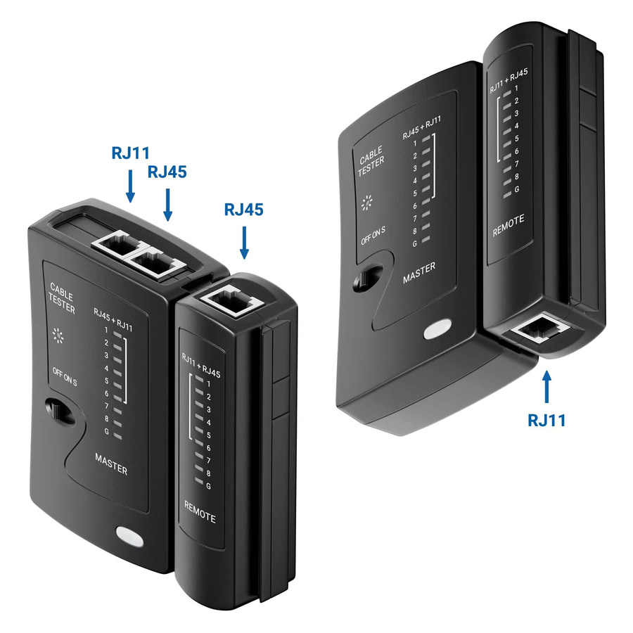 ZoeRax Netzwerk-Ethernet-Kabeltester für LAN RJ45 Cat5 Cat5e Cat6 Cat6a Cat7 UTP/geschirmte Kabel und RJ11 RJ12 in Schwarz - Bild 4
