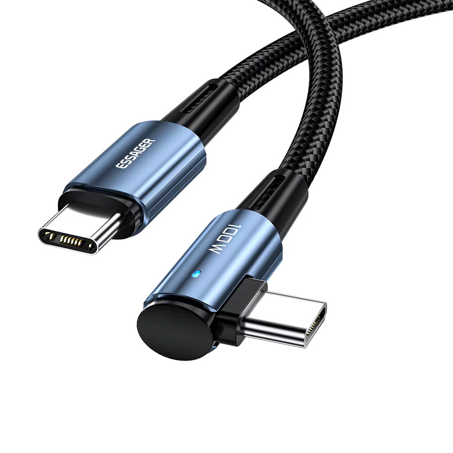 Essager USB C auf USB C Kabel 100 W mit 90 Grad Winkel in Schwarz für iPad MacBook Pro Xiaomi Samsung Huawei Schnellladung - Bild 6