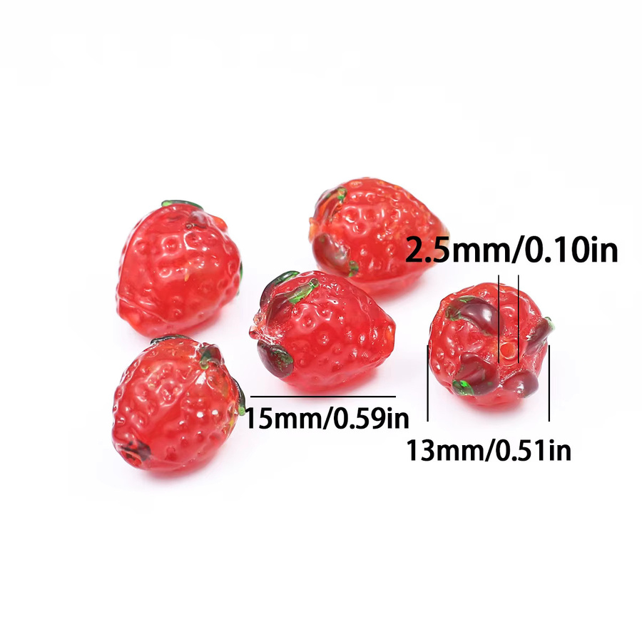 wlyees Erdbeere Kristall Glas Lampwork Perlen, Damen - Bild 1