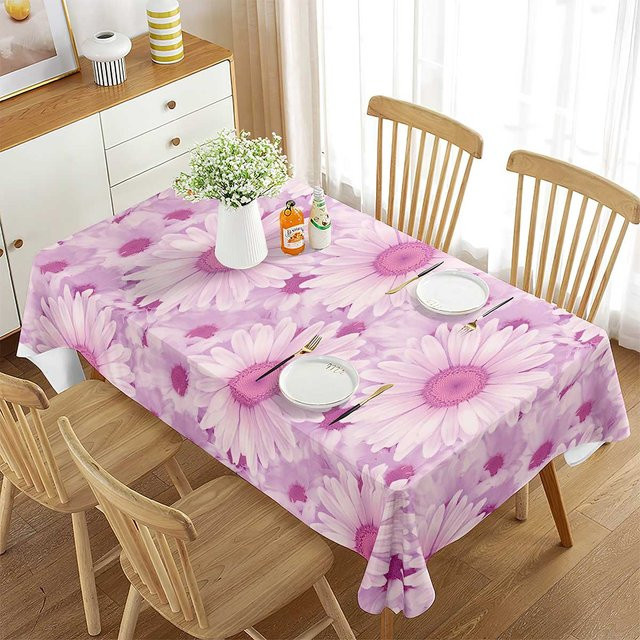 Fancy Style Studio Tischdecke quadratisch mit Gänseblümchen-Blumenmuster in Pink, B/T: 70 x 70 cm - Bild 1