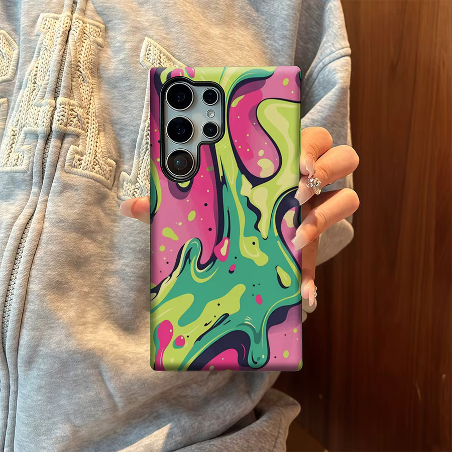 Neon Pink Slime Swirls Handyhülle für Samsung Galaxy S25 Ultra, S24 und S23 Ultra Plus mit glänzender doppellagiger Rückseite in Pink und Multicolour - Bild 5