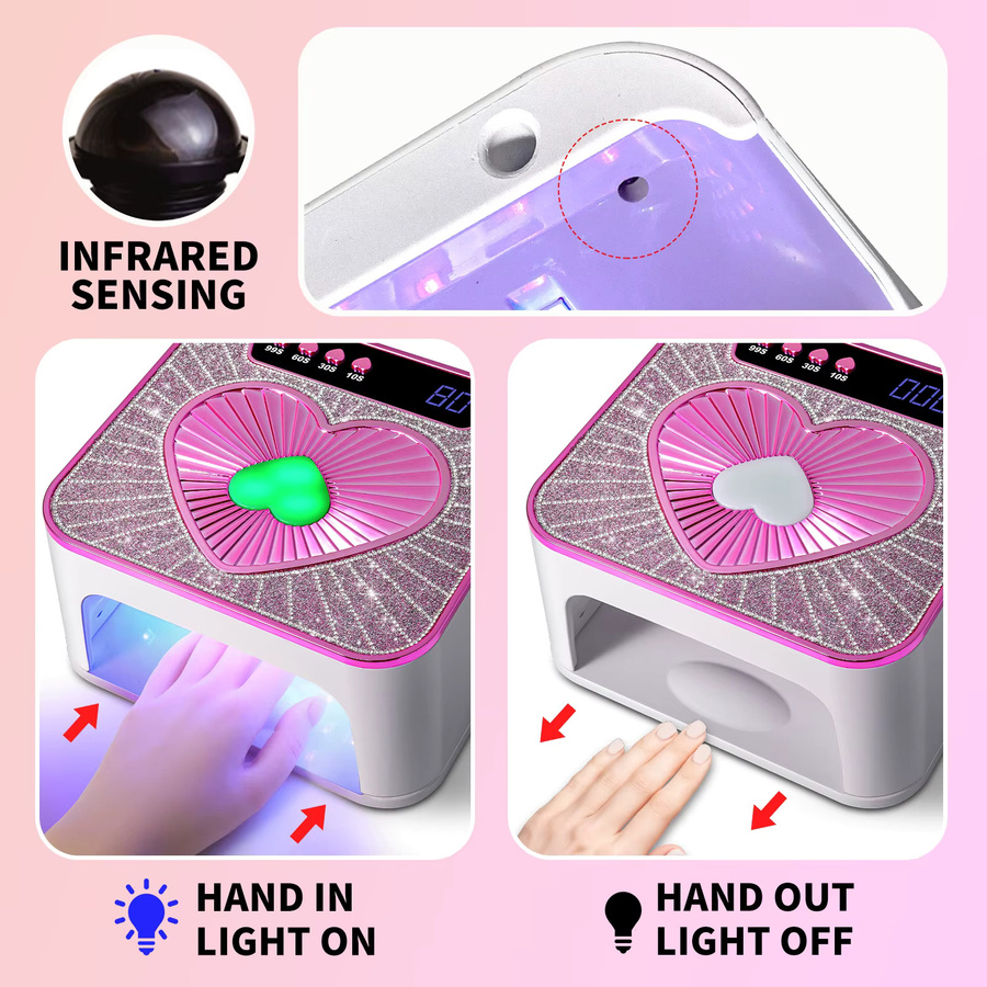 Limegirl UV LED Nagel Lampe, Herzform, 45 LEDs, Glänzend, Unisex - Bild 3