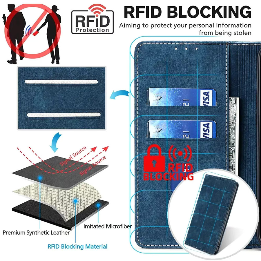 Business Magnetische Leder Brieftasche Handyhülle für Honor Play 50 Plus, 8t, X50i Plus 5G und X7b 4G Flip Case mit Kartenfächern und RFID-Schutz - Bild 3