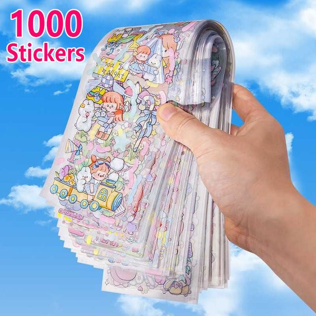 Wasserdichte Kawaii Aufkleber in Pink und Multicolour für Scrapbooking und Schulbedarf - Bild 1