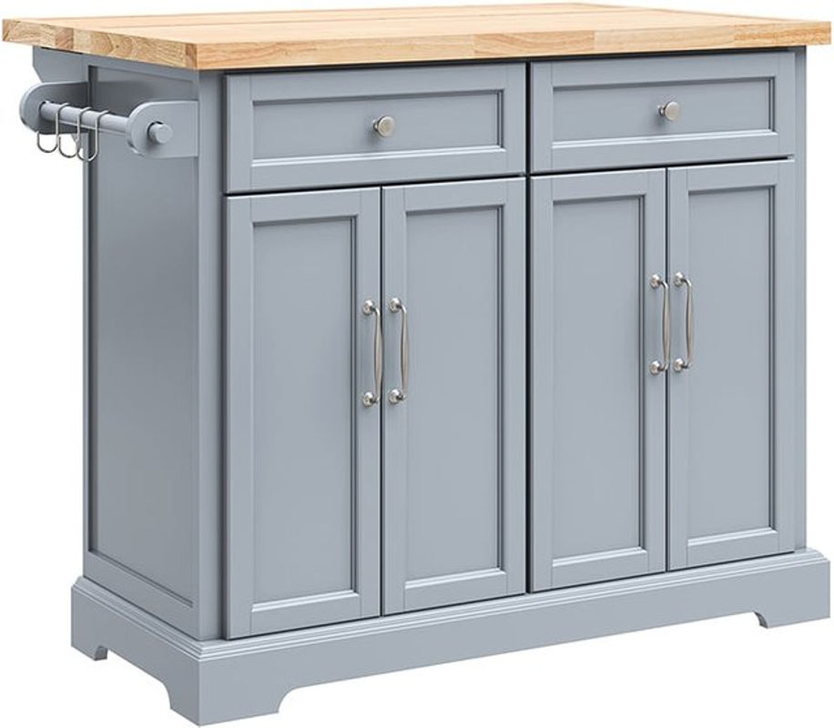 SoBuy Kücheninsel im Landhausstil mit 2 Schubladen in Grau und Weiß B/T/H: 115 x 71 x 92,5 cm - Bild 4