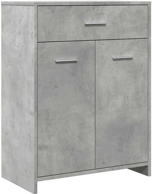 vidaXL Badezimmerschrank in Betongrau aus Holzwerkstoff mit Türen und Schubladen, B/T/H: 60 x 33 x 80 cm - Bild 1