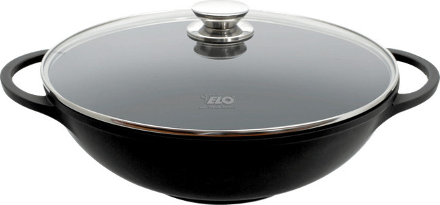 ELO Alucast Wok mit Glasdeckel und Ausgießer, Schwarz, Durchmesser: 32 cm - Bild 1