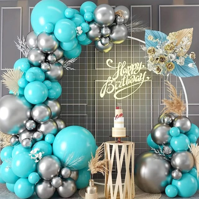 BALONAQ Luftballon Bogen Kit Metallic Blau, 114 Stück Ballon Girlande für Geburtstag, Party, Hochzeit oder Baby Shower - Bild 1