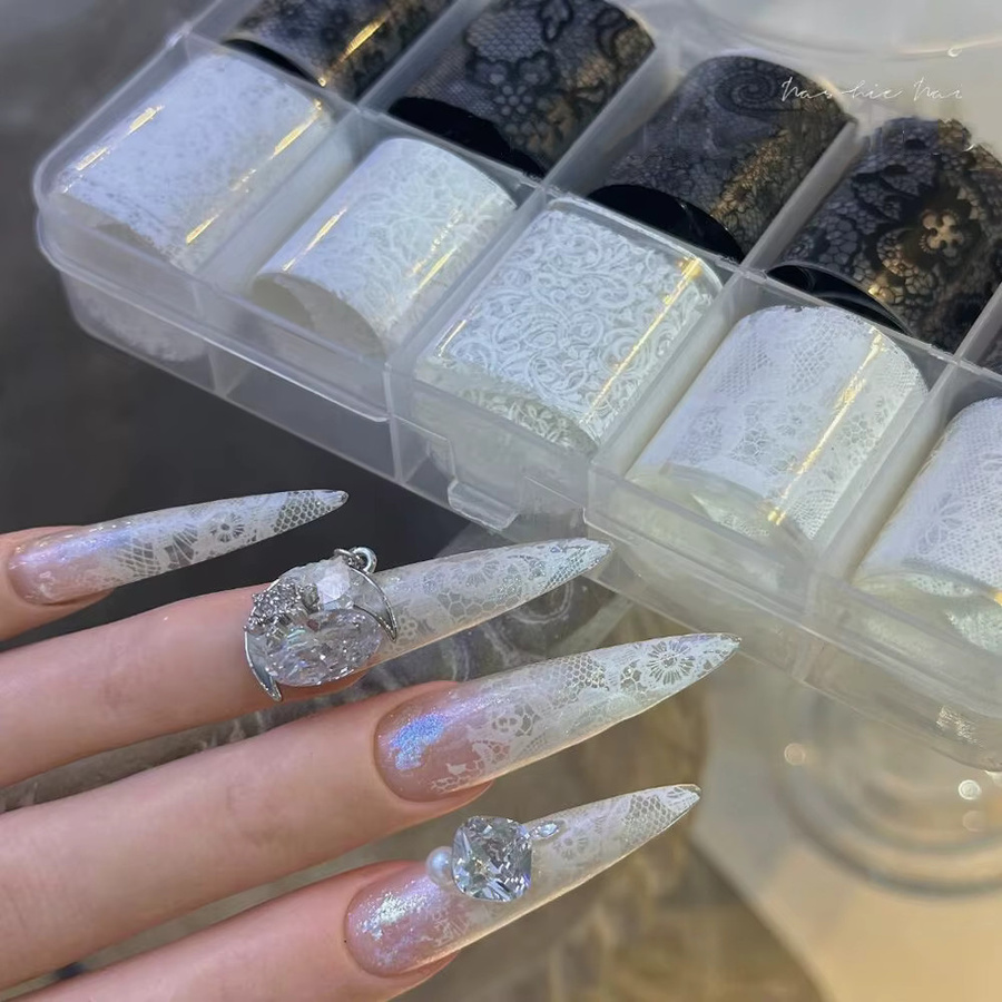 MAFANAILS Nagel Transfer Folien, schwarz weiß, 10 Rollen - Bild 2