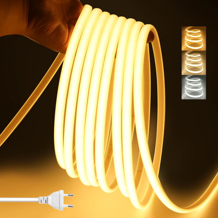 HEGEHE COB-LED-Streifenlicht mit Dimmer-Stecker, IP65 wasserdicht, selbstklebend, weiß, für Küchenschränke - Bild 4