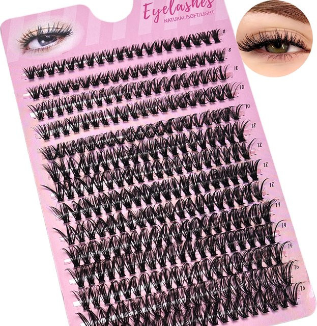 JIEFUXIN Einzelwimpern-Cluster, 280 Stück, 40D Volumen-Wimpernverlängerung, Unisex - Bild 1