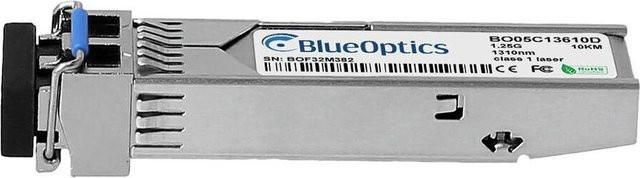 BlueOptics SFP Transceiver 1000BASE-LX kompatibel mit Cisco 10-2300-01, LC-Duplex, Singlemode Fiber, 1310nm, 10KM, DDM, Farbe: Silber - Bild 1