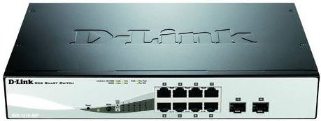 D-Link DGS-1210-08P/E Netzwerk Switch mit 8 RJ45/SFP Ports, 20 GBit/s und PoE-Funktion in Schwarz und Silber - Bild 1