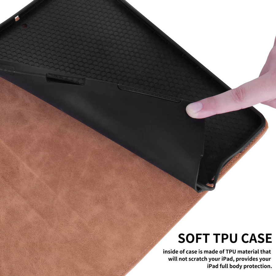 Business Flip Stand Tablet Cover für Samsung S9 FE Plus S6 A9 A8 X205 X200 X207 Leder Schutzhülle in Grün und Braun - Bild 4