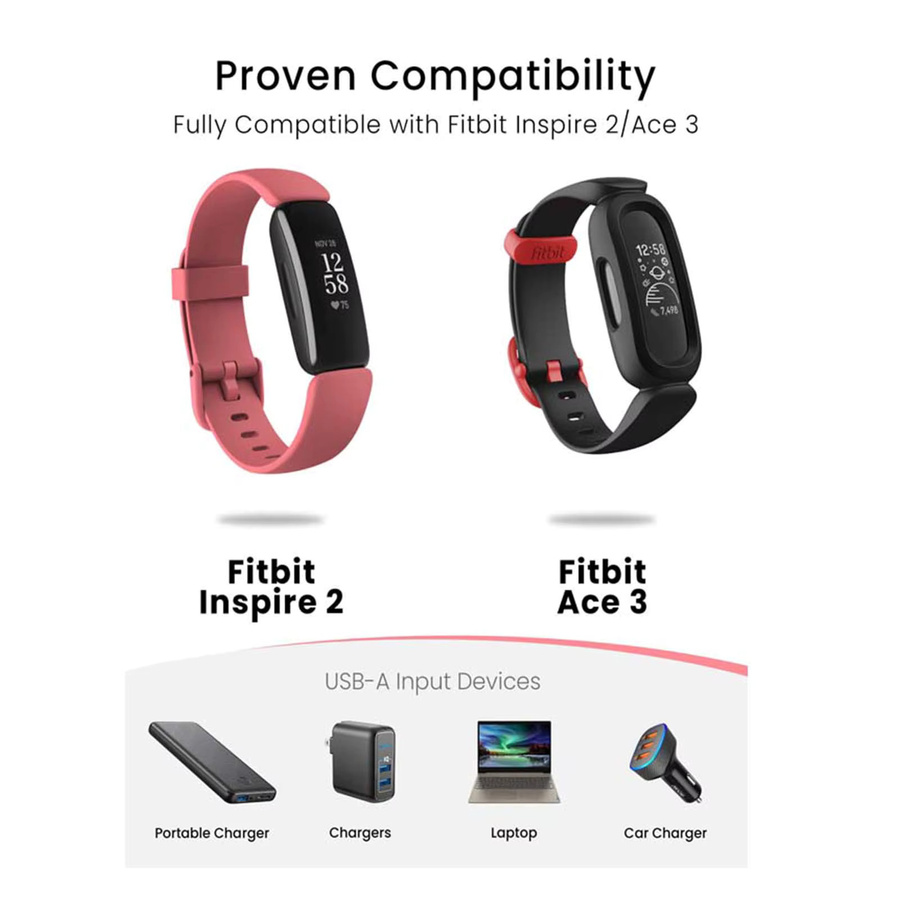 Fitbit Ersatz Ladekabel für Ace 3 und Inspire 2 Fitness Tracker in Schwarz - Bild 2