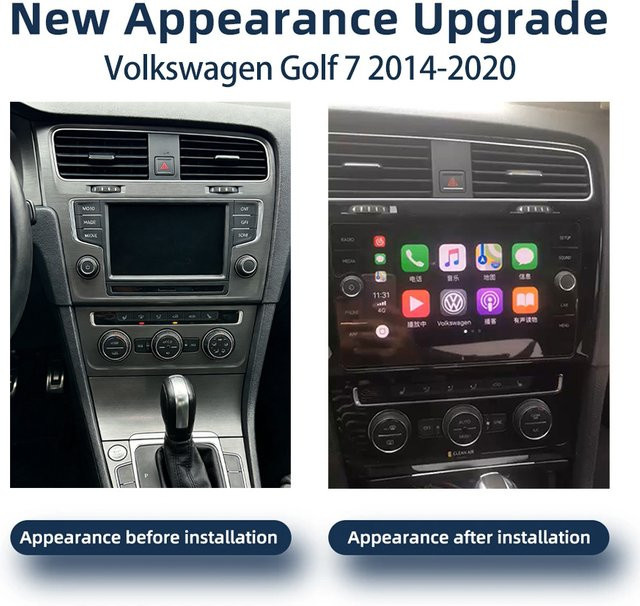 COOROAD 9-Zoll IPS-Autoradio für Volkswagen Golf 7 (2014-2020) mit Linux, Wireless CarPlay, Android Auto, 4G, WiFi und DSP Stereo in Schwarz - Bild 1